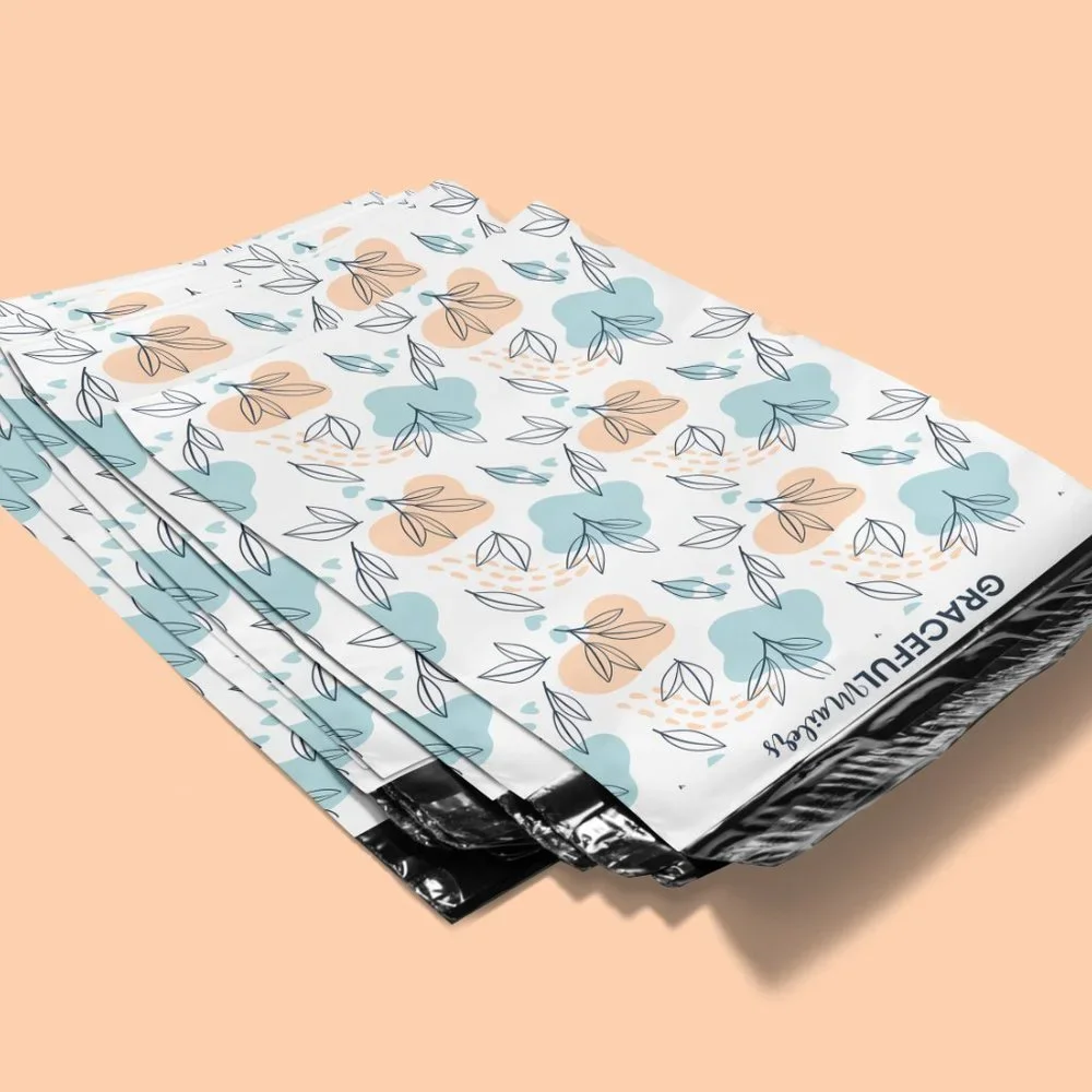 Faithful Floral 10x13 Custom Poly Mailer Envelopes Graceful Spring Leaves